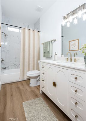 Bathroom, Interior, Marble Walls, Wood Texture Flooring