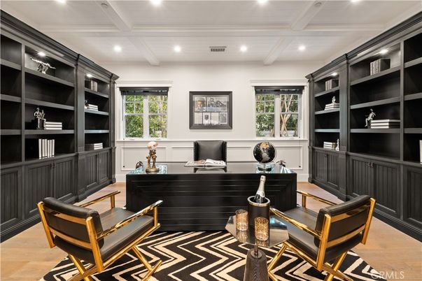 Home Office, Interior, Recessed Lighting, Wood Texture Flooring