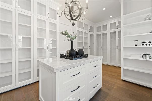 Chandelier, Interior, Recessed Lighting, Walk-in Closets, Wood Texture Flooring