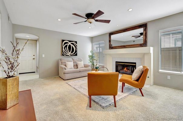 Fireplace, Interior, Living room, Recessed Lighting
