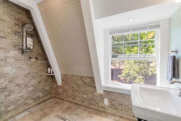 Bathroom, Interior, Recessed Lighting, Stone Walls
