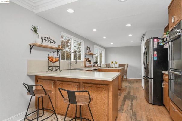 Interior, Kitchen, Recessed Lighting, Wood Texture Flooring