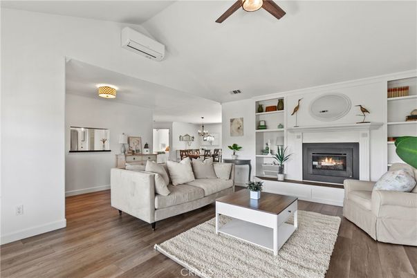 Chandelier, Dining room, Fireplace, Interior, Living room, Wood Texture Flooring