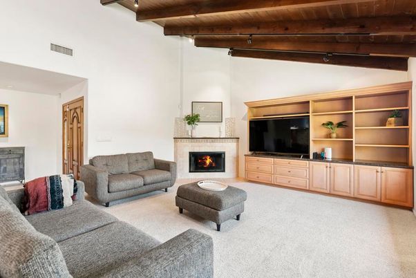 Chandelier, Dining room, Fireplace, Interior, Living room, Wooden Beams, Wooden Ceilings