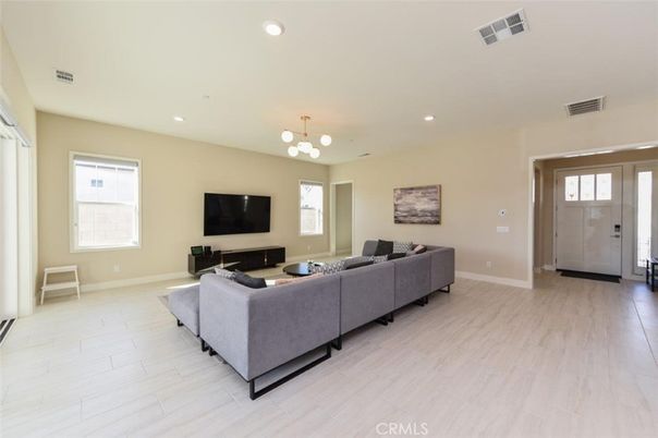 Interior, Living room, Pendant Lights, Recessed Lighting, Wood Texture Flooring