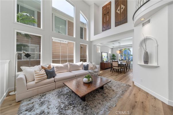 Dining room, Interior, Living room, Pendant Lights, Wood Texture Flooring