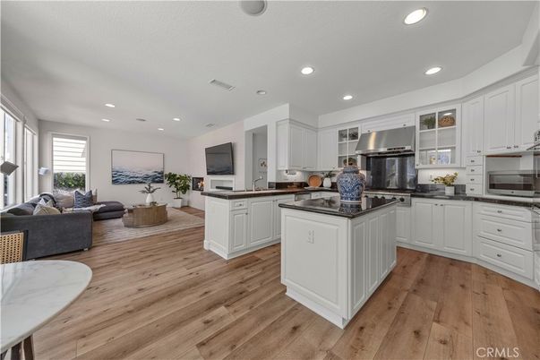 Interior, Kitchen, Living room, Recessed Lighting, Stainless Steel Appliances, Wood Texture Flooring
