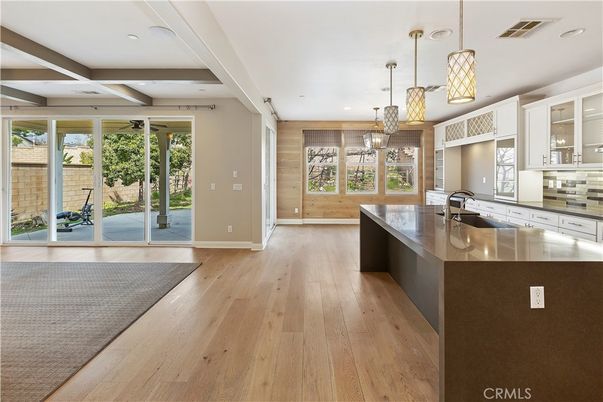 Interior, Kitchen, Pendant Lights, Recessed Lighting, Wood Texture Flooring