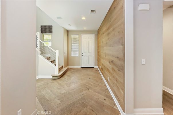 Interior, Recessed Lighting, Wood Texture Flooring, Wooden Walls