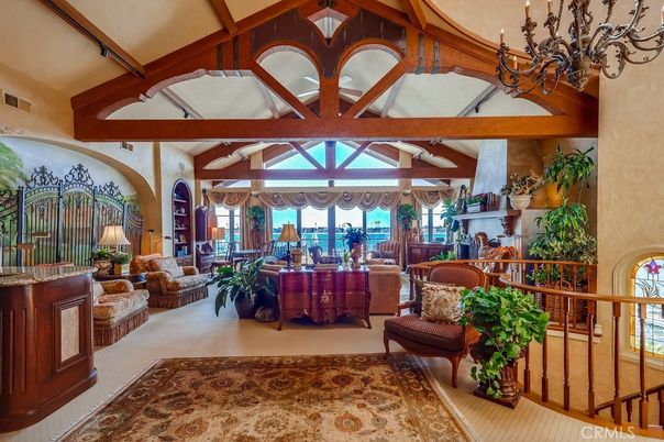 Chandelier, Fireplace, Interior, Living room, Wooden Beams
