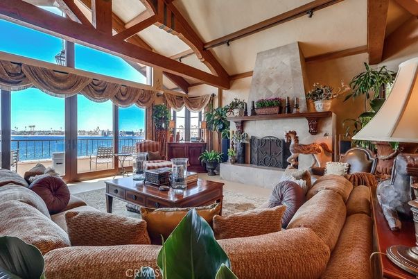 Fireplace, Interior, Living room, Water, Wooden Beams