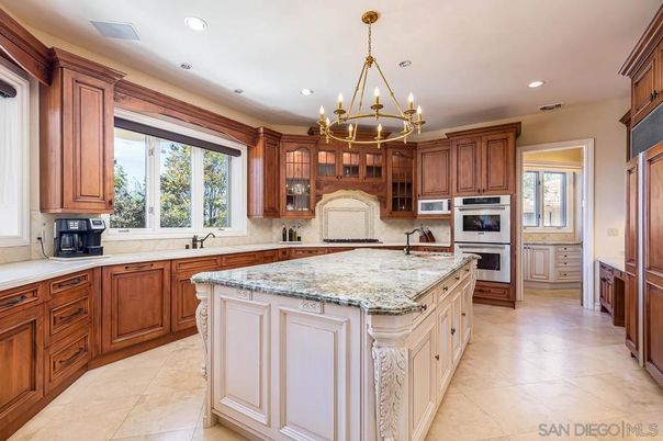 Chandelier, Interior, Kitchen, Recessed Lighting, Stainless Steel Appliances