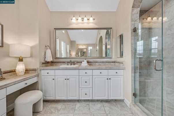 Bathroom, Dual Sink Vanities, Glass Shower, Interior