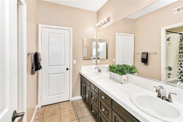 Bathroom, Dual Sink Vanities, Interior, Tile Countertops