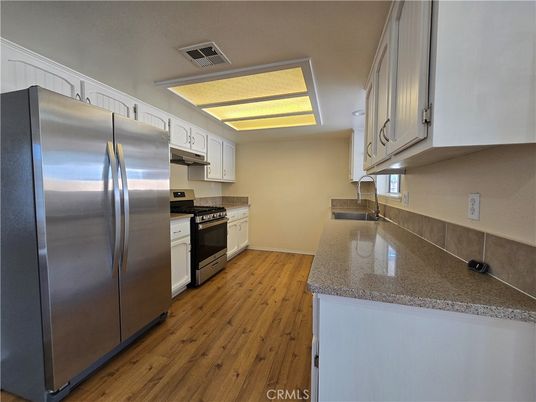 Interior, Kitchen, Stainless Steel Appliances, Wood Texture Flooring