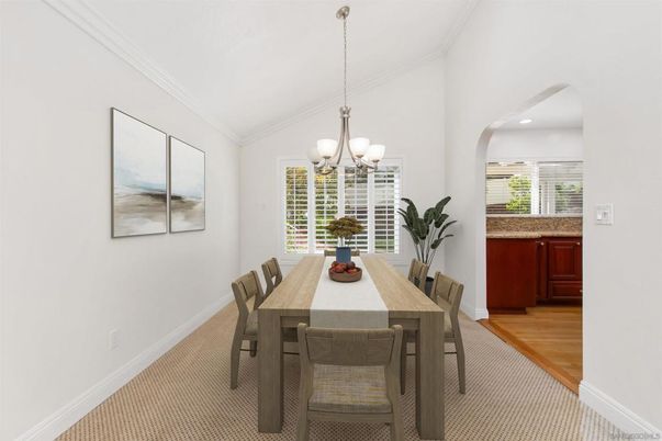 Chandelier, Dining room, Interior, Recessed Lighting, Wood Texture Flooring