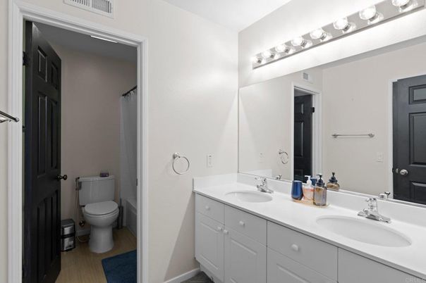 Bathroom, Dual Sink Vanities, Interior, Wood Texture Flooring