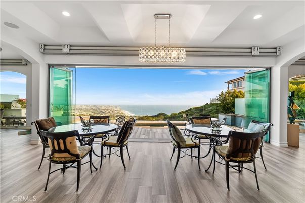 Chandelier, Dining room, Interior, Recessed Lighting, Water, Wood Texture Flooring