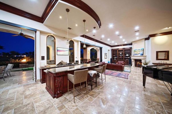 Fireplace, Interior, Living room, Pendant Lights, Recessed Lighting