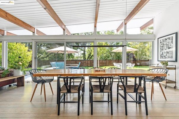 Dining room, Interior, Wooden Beams, Wood Texture Flooring