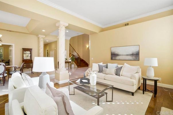 Dining room, Interior, Living room, Recessed Lighting, Wood Texture Flooring