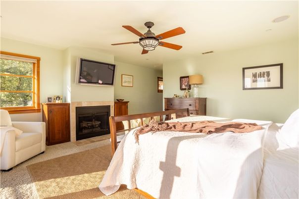 Bedroom, Fireplace, Interior
