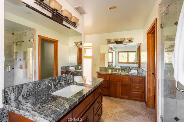 Bathroom, Dual Sink Vanities, Glass Shower, Interior, Recessed Lighting