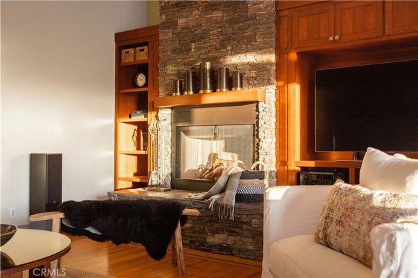 Fireplace, Interior, Stone Walls, Wood Texture Flooring