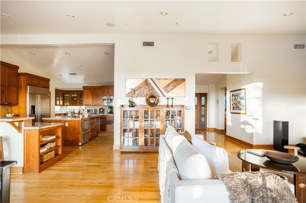 Interior, Kitchen, Living room, Recessed Lighting, Stainless Steel Appliances, Wood Texture Flooring