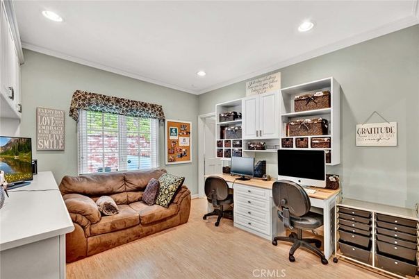 Home Office, Interior, Recessed Lighting, Wood Texture Flooring