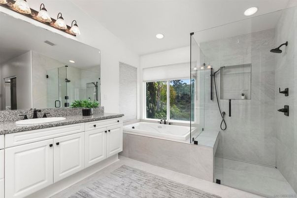 Bathroom, Dual Sink Vanities, Glass Shower, Interior, Recessed Lighting