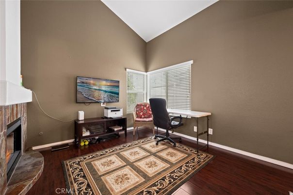 Fireplace, Home Office, Interior, Wood Texture Flooring