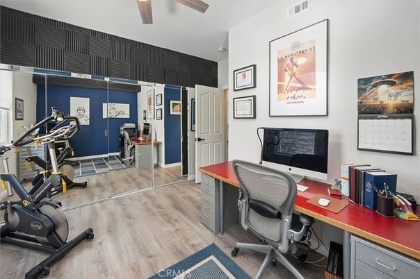 Fitness Equipment, Home Office, Interior, Wood Texture Flooring