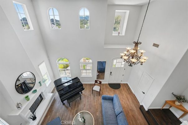 Chandelier, Interior, Living room, Piano, Wood Texture Flooring