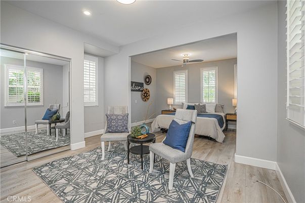 Bedroom, Interior, Living room, Recessed Lighting, Wood Texture Flooring