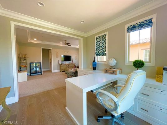 Home Office, Interior, Recessed Lighting, Wood Texture Flooring