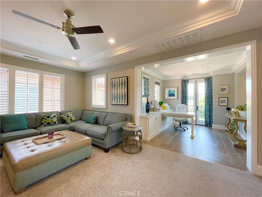 Home Office, Interior, Living room, Recessed Lighting, Wood Texture Flooring