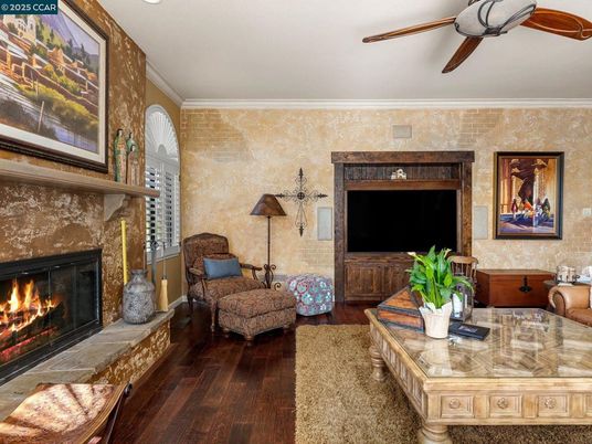 Fireplace, Interior, Recessed Lighting, Wood Texture Flooring