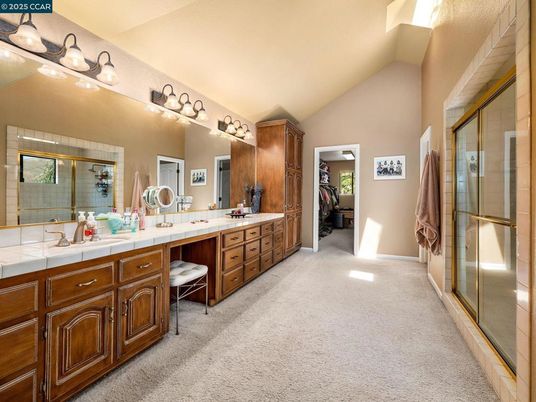 Bathroom, Dual Sink Vanities, Glass Shower, Interior, Tile Countertops