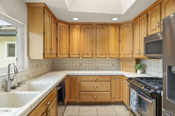 Interior, Kitchen, Recessed Lighting, Tile Countertops