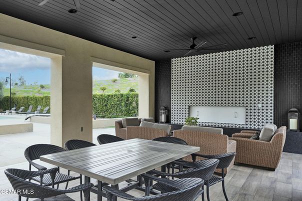 Dining room, Interior, Living room, Recessed Lighting, Wood Texture Flooring