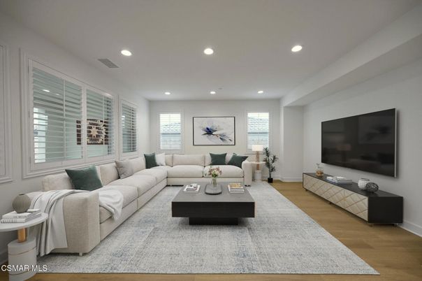 Interior, Living room, Recessed Lighting, Wood Texture Flooring