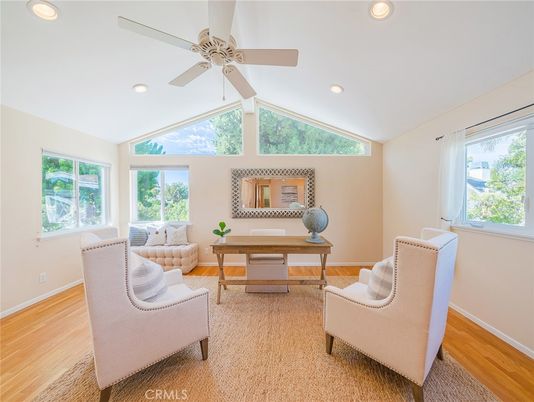 Home Office, Interior, Recessed Lighting, Wood Texture Flooring
