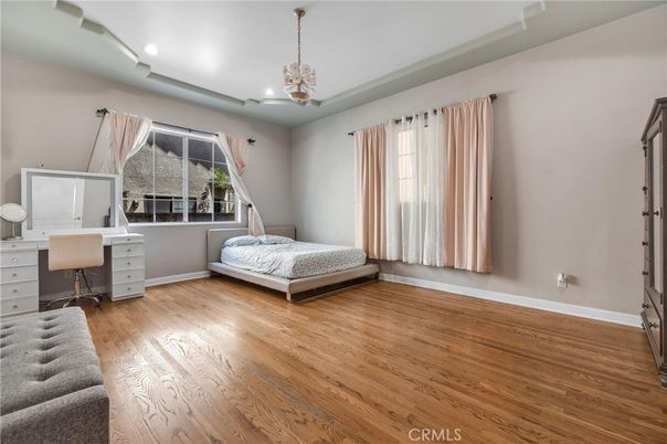 Bedroom, Home Office, Interior, Pendant Lights, Recessed Lighting, Wood Texture Flooring