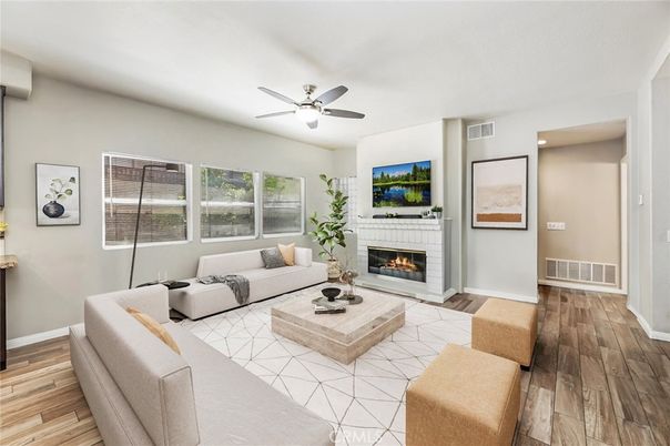 Fireplace, Interior, Living room, Wood Texture Flooring