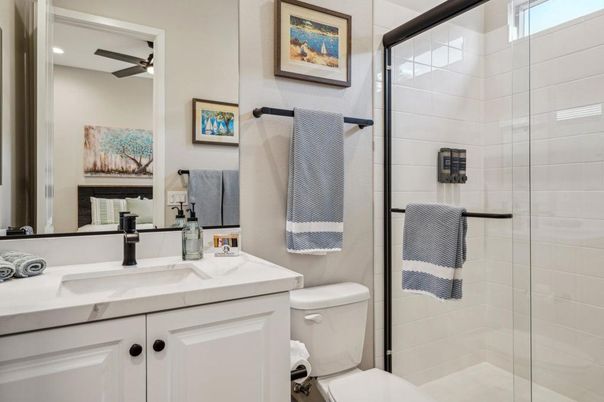 Bathroom, Glass Shower, Interior, Recessed Lighting