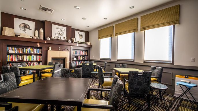 Dining room, Fireplace, Interior, Recessed Lighting
