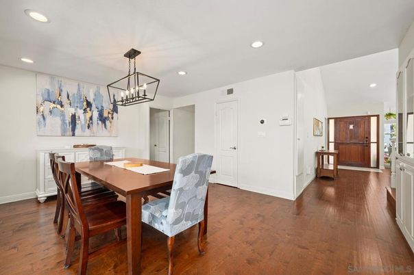Chandelier, Dining room, Interior, Pendant Lights, Recessed Lighting, Wood Texture Flooring