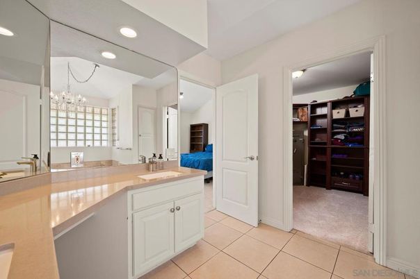 Bathroom, Dual Sink Vanities, Interior, Recessed Lighting, Walk-in Closets