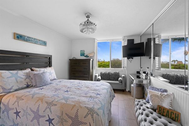Bedroom, Chandelier, Interior, Wood Texture Flooring